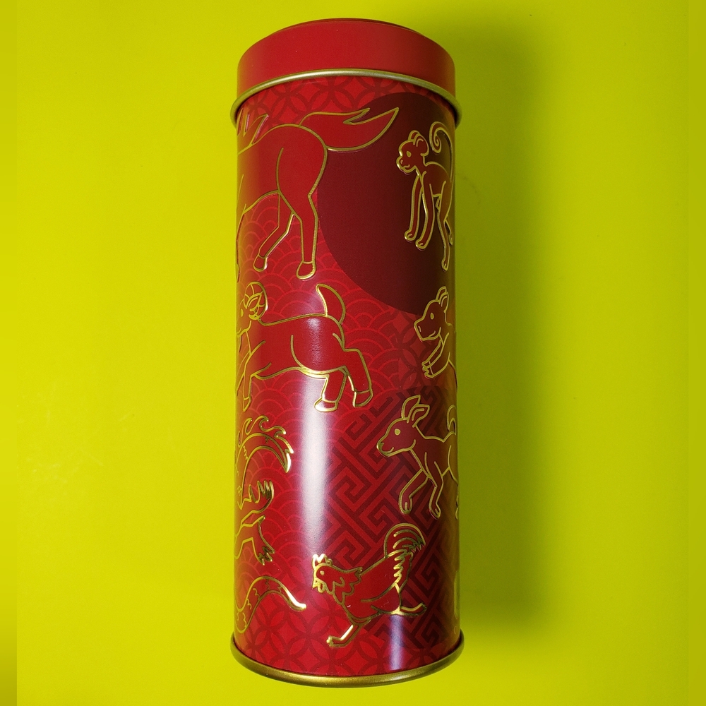 Chinese Astrology 12 Zodiac Red and Gold Coin Collection Tin